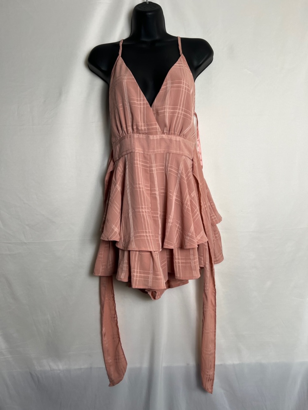 Mauve Pink Tiered Ruffle Romper